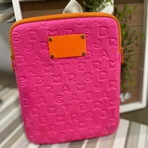 Marc Jacobs pink orange Nylon Embroidered Letter iPad Cover Case (C1)